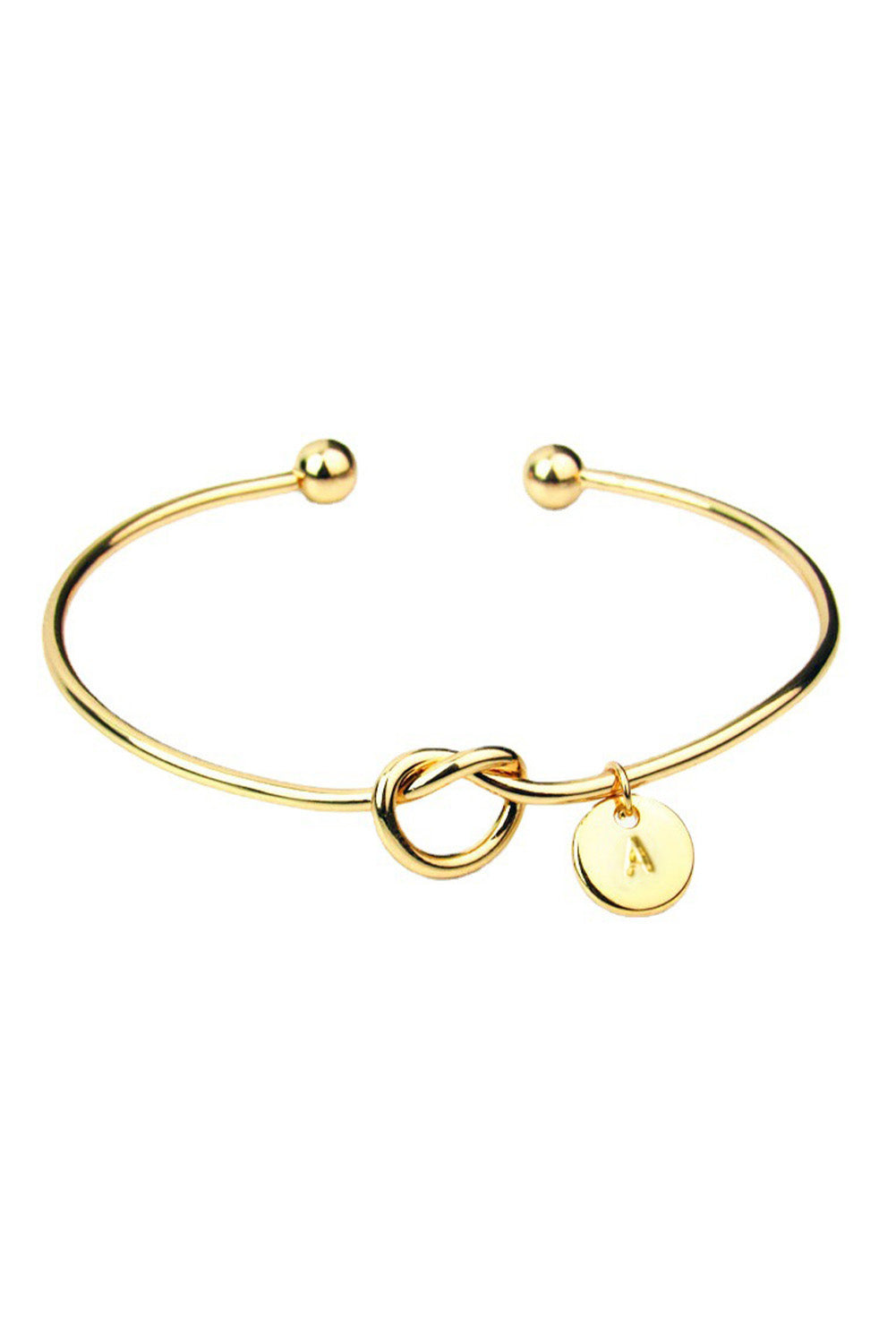 Gold Initial Knot Bangle Bracelet Jewelry JT's Designer Fashion