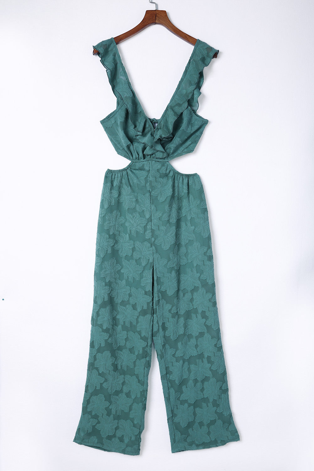 Green Floral Lace Crochet Lace-up Backless Jumpsuit Jumpsuits & Rompers JT's Designer Fashion