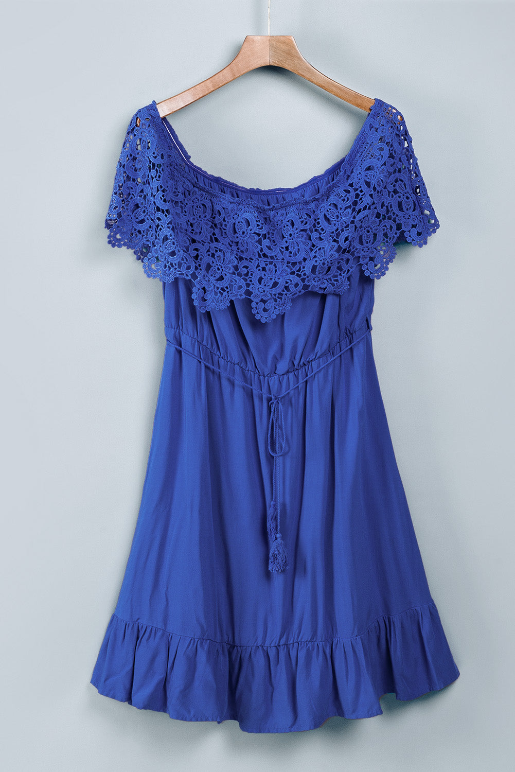 Blue Off-the-shoulder Lace Sleeves Plus size Dress Plus Size Dresses JT's Designer Fashion