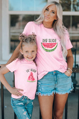 Pink Family Matching Big Slice Watermelon Crewneck Graphic Tee Family T-shirts JT's Designer Fashion