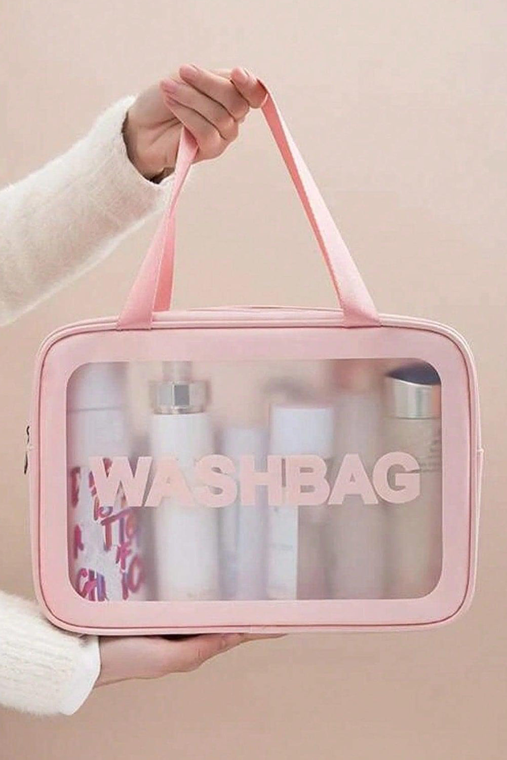 Pink WASHBAG Print Clear Frosted Waterproof Bag Set Other Accessories JT's Designer Fashion