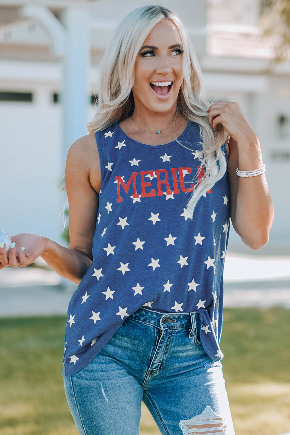 Star American Printed Tank Tank Tops JT's Designer Fashion