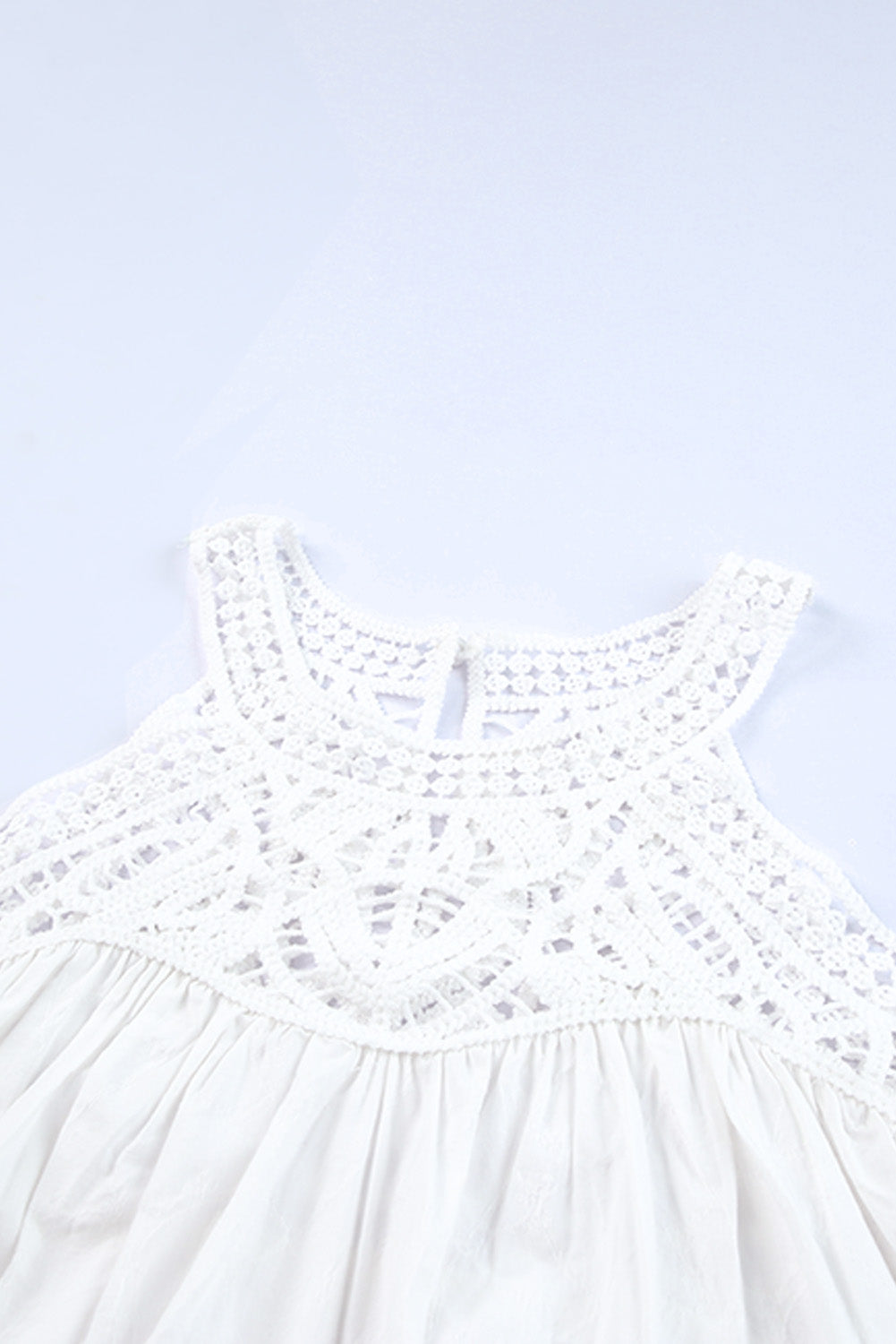 White Lace Crochet Sleeveless Babydoll Top Tank Tops JT's Designer Fashion