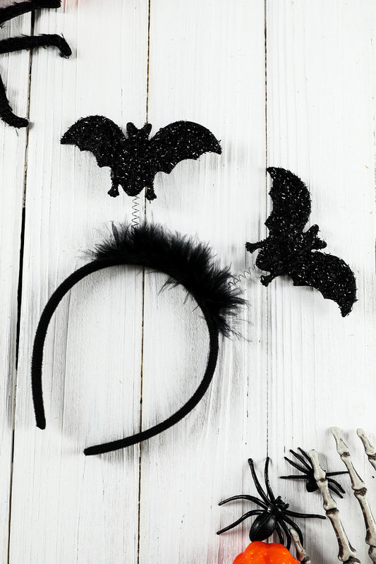 Black Feather Bat Antennae Halloween Party Headband Headwear JT's Designer Fashion