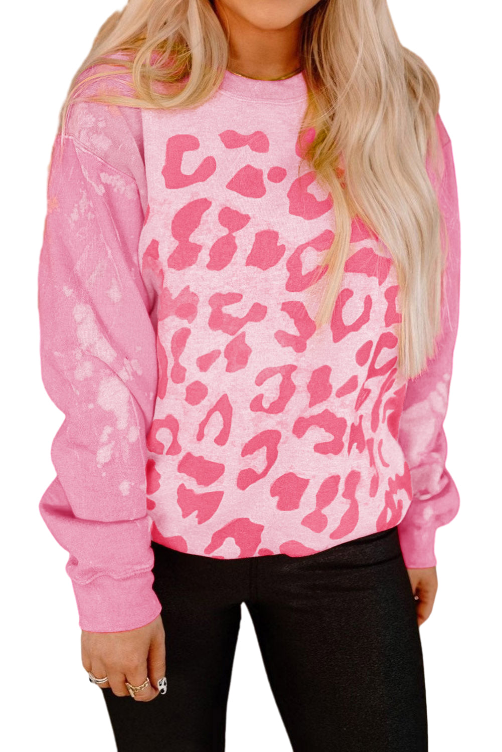 Pink Bleached Cheetah Print Sweatshirt Pre Order Sweatshirts & Hoodies JT's Designer Fashion