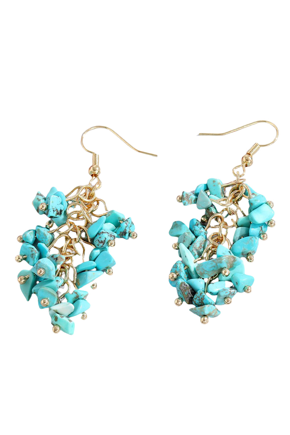 Green Turquoise Cluster Drop Earrings Jewelry JT's Designer Fashion