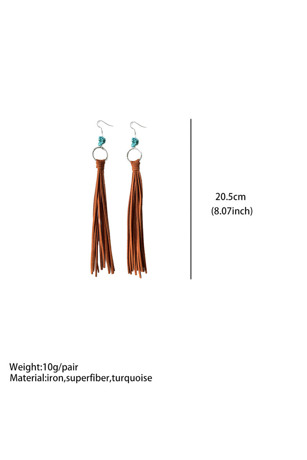 Chestnut Western Turquoise O-ring Tassel Earrings Jewelry JT's Designer Fashion