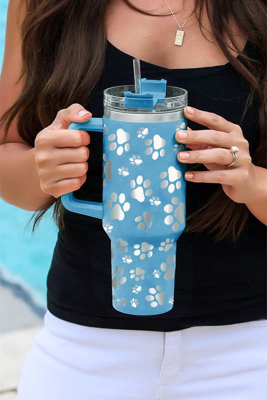 Sky Blue 40oz Cat Paw Print 304 Stainless Steel Thermos Cup Tumblers JT's Designer Fashion