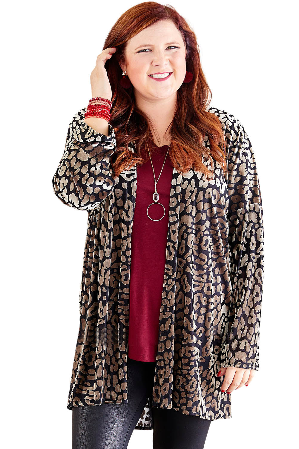 Leopard Animal Print Plus Size Cardigan Plus Size JT's Designer Fashion