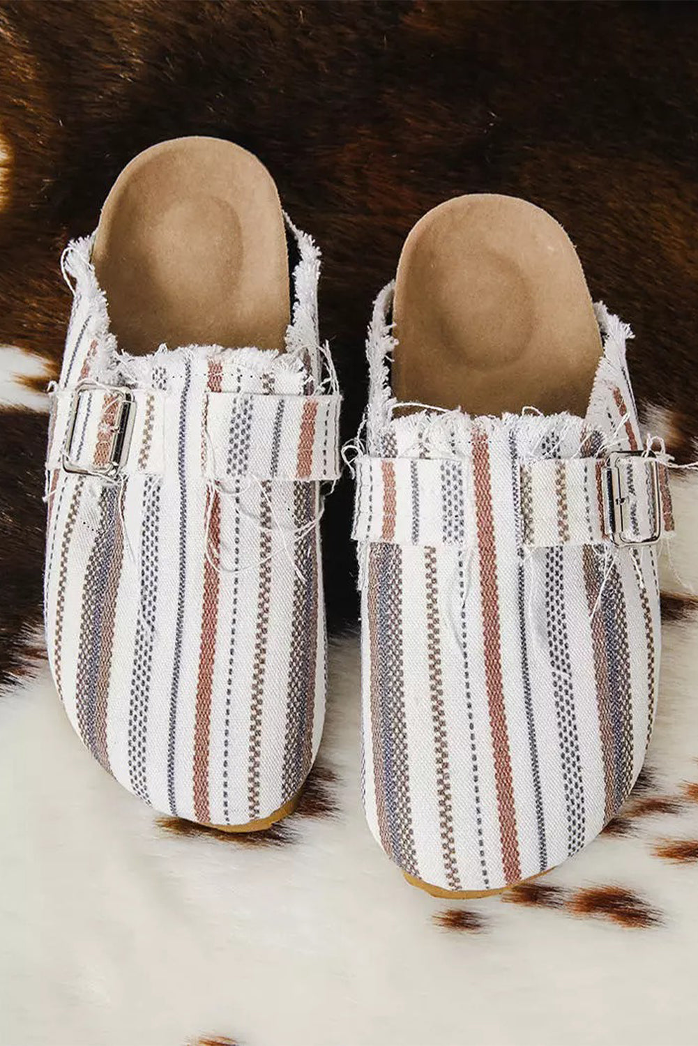 White Striped Slip-on Canvas Shoes Women's Shoes JT's Designer Fashion