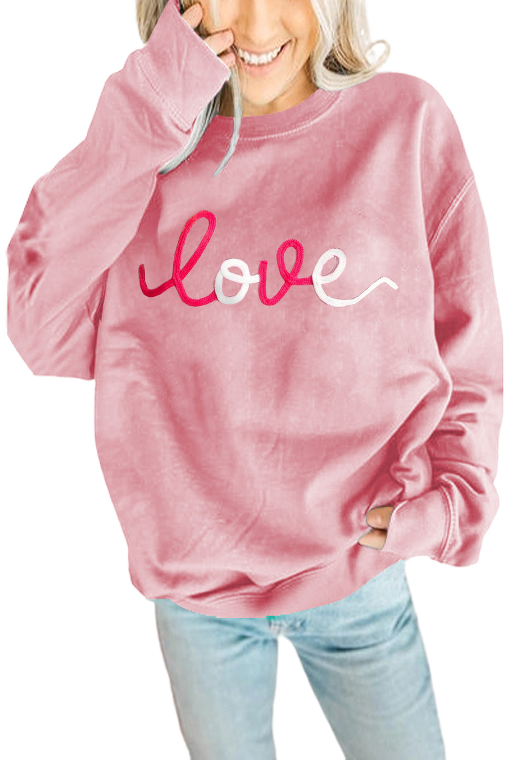 Pink love Graphic Pullover Sweatshirt Pre Order Sweaters & Cardigans JT's Designer Fashion