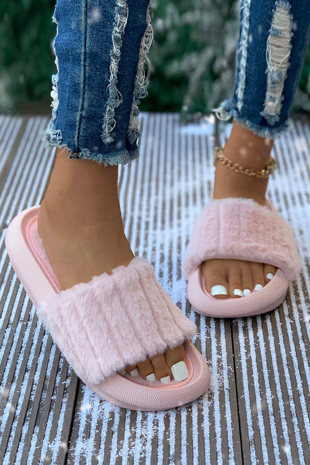 Pink Plush Band Comfy Home Slippers Slippers JT's Designer Fashion