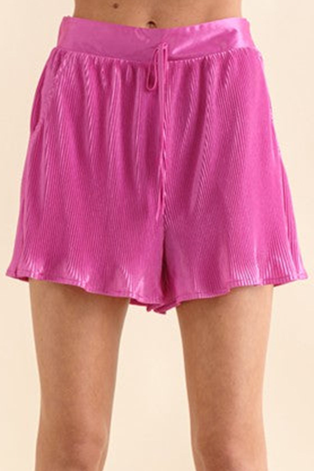 Rose Pleated Long Sleeve Shirt and Shorts Lounge Set Bottoms JT's Designer Fashion