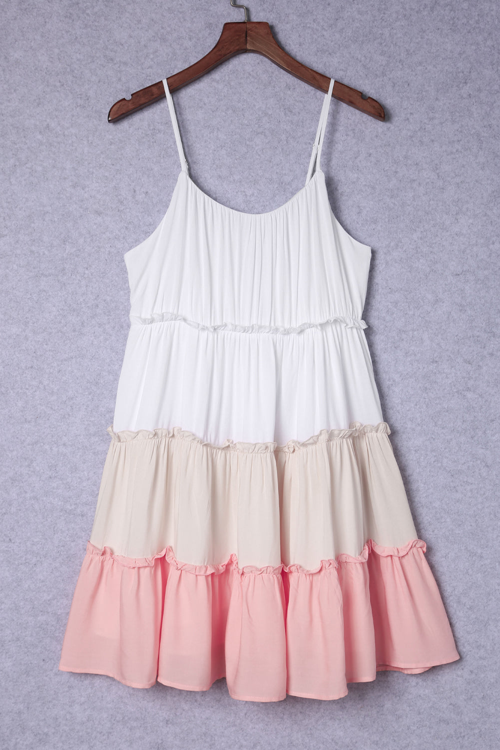 Multicolor Frill Tiered Colorblock A-line Sundress Mini Dresses JT's Designer Fashion