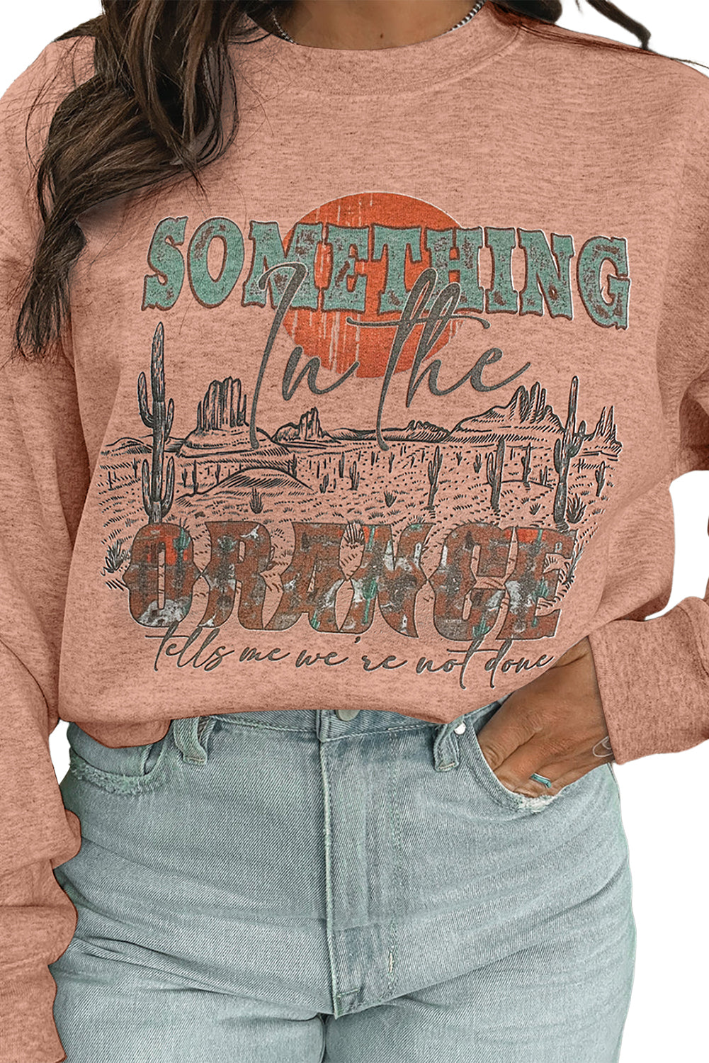 Apricot Pink SOMETHING ORANGE Graphic Relaxed Sweatshirt Pre Order Sweatshirts & Hoodies JT's Designer Fashion