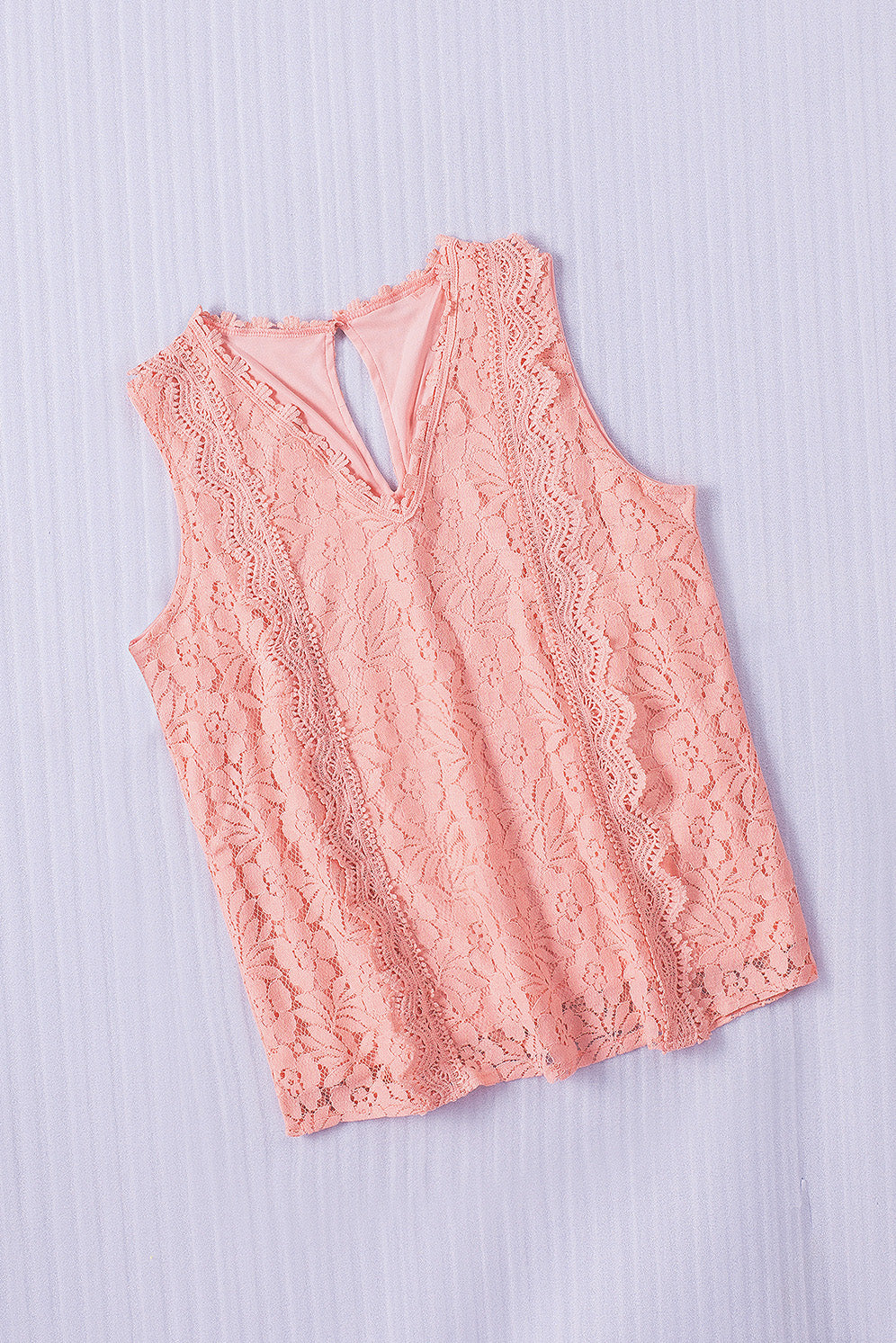 Pink Lace V Neck Tank Top Tank Tops JT's Designer Fashion