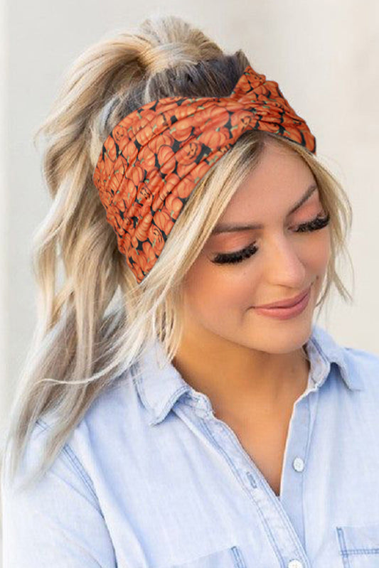 Russet Orange Crossed Detail Halloween Printed Headband Headwear JT's Designer Fashion