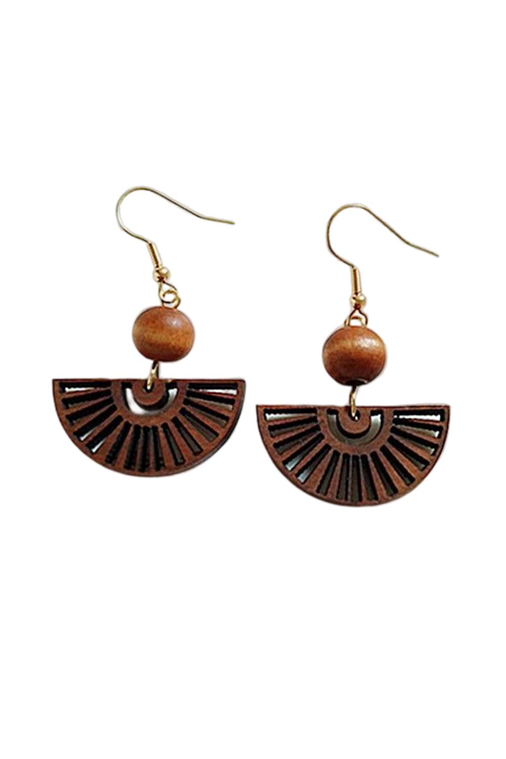 Brown Vintage Fan Earrings Jewelry JT's Designer Fashion