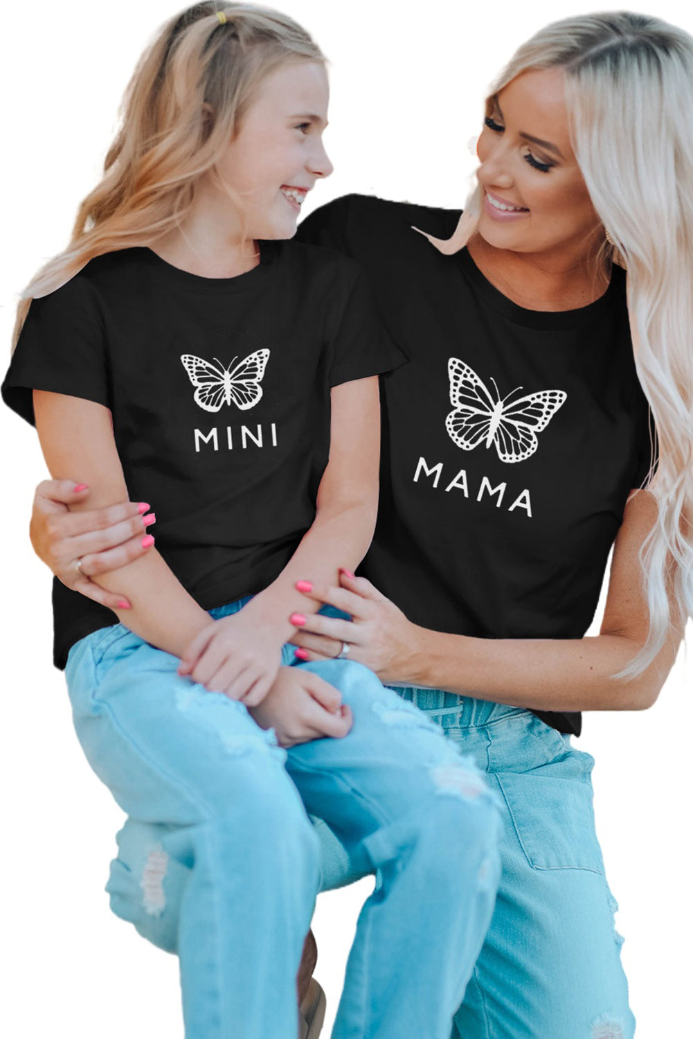 Black MAMA Butterfly Graphic Tee Family T-shirts JT's Designer Fashion