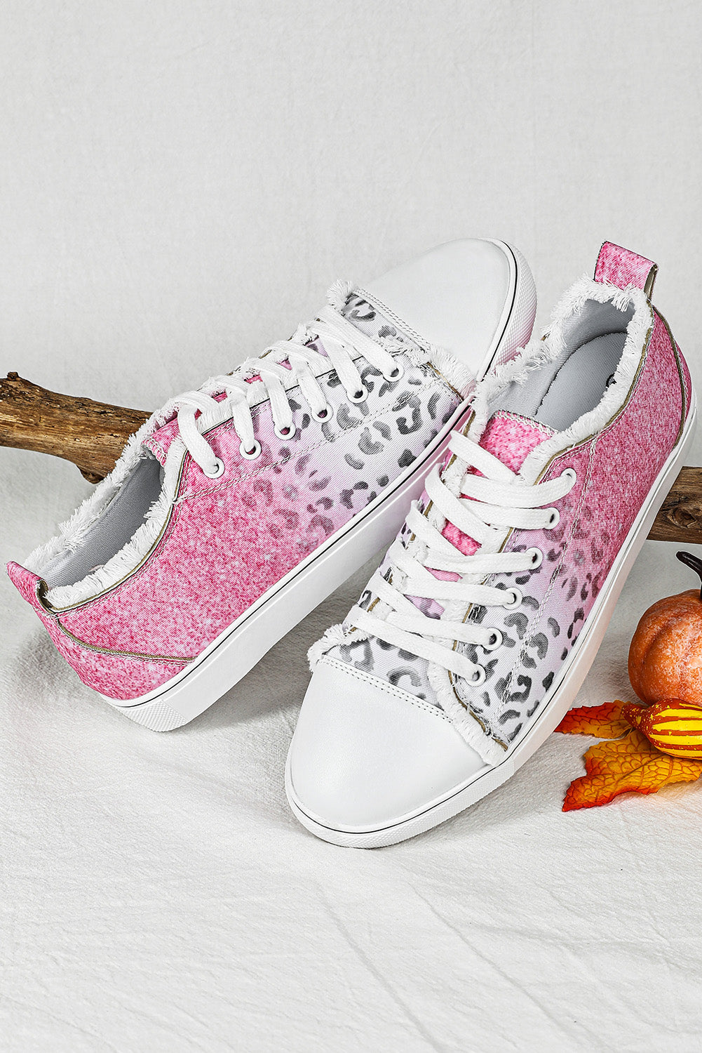 Barbie Style Pink Ombre Leopard Print Casual Canvas Shoes Women's Shoes JT's Designer Fashion