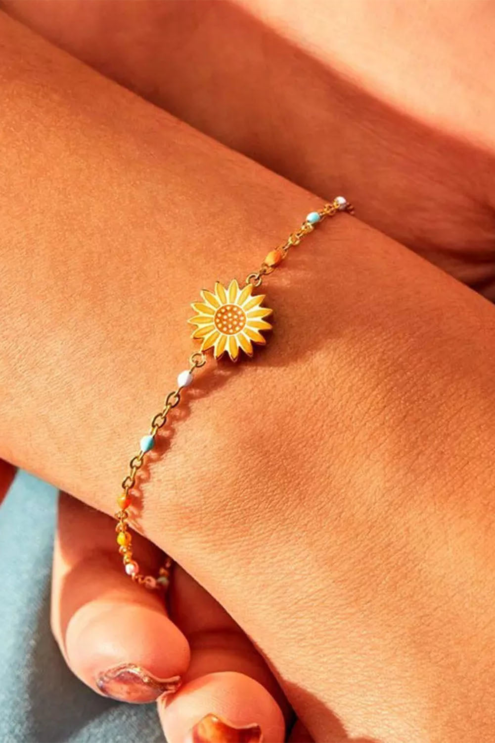 Yellow Sunflower Colorful Beading Bracelet Jewelry JT's Designer Fashion