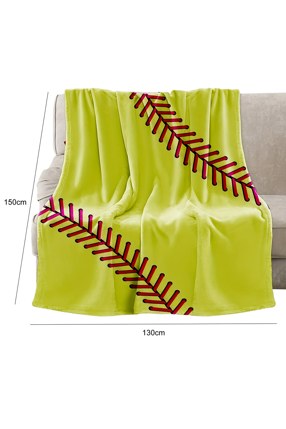 Yellow Baseball Seam Print Soft Flannel Blanket 130*150cm Other Accessories JT's Designer Fashion