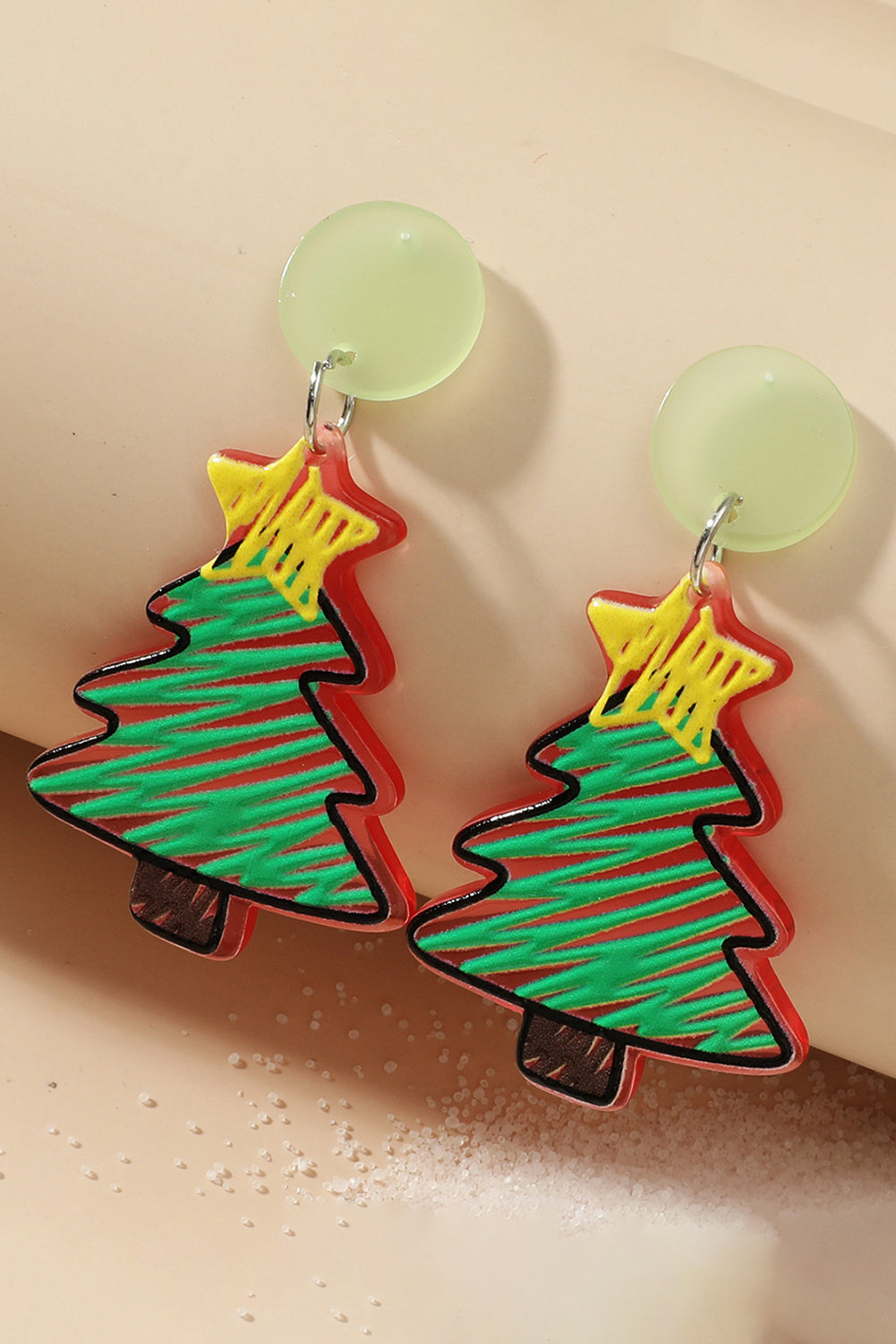 Green Christmas Tree Acrylic Stud Earrings Jewelry JT's Designer Fashion