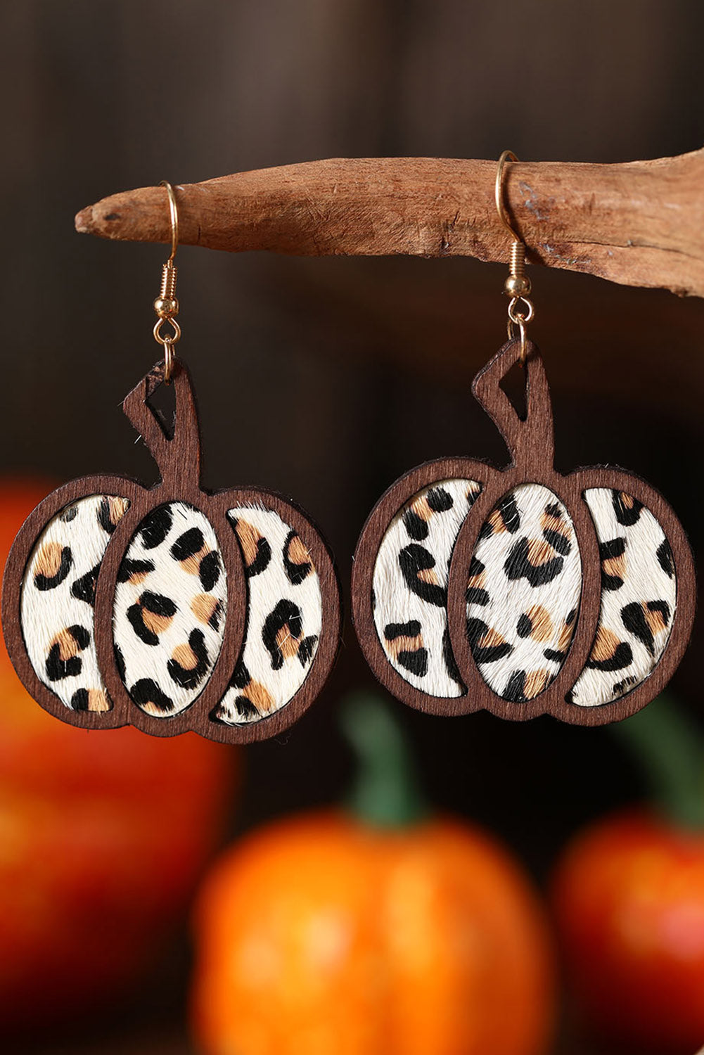 Multicolour Animal Print Pumpkin Shape Drop Earrings Jewelry JT's Designer Fashion