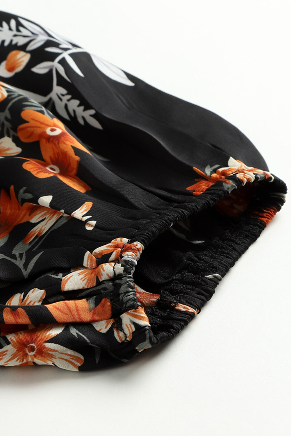 Black Plus Size Drawstring Long Sleeve Floral Dress Plus Size Dresses JT's Designer Fashion