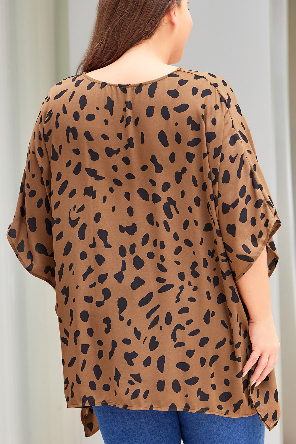 Plus Size Animal Print Handkerchief Hem Blouse Plus Size Tops JT's Designer Fashion