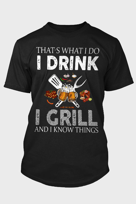 Black I Do I Drink I Grill Mens Digital Graphic Tee Black 62%Polyester+32%Cotton+6%Elastane Men's Tops JT's Designer Fashion