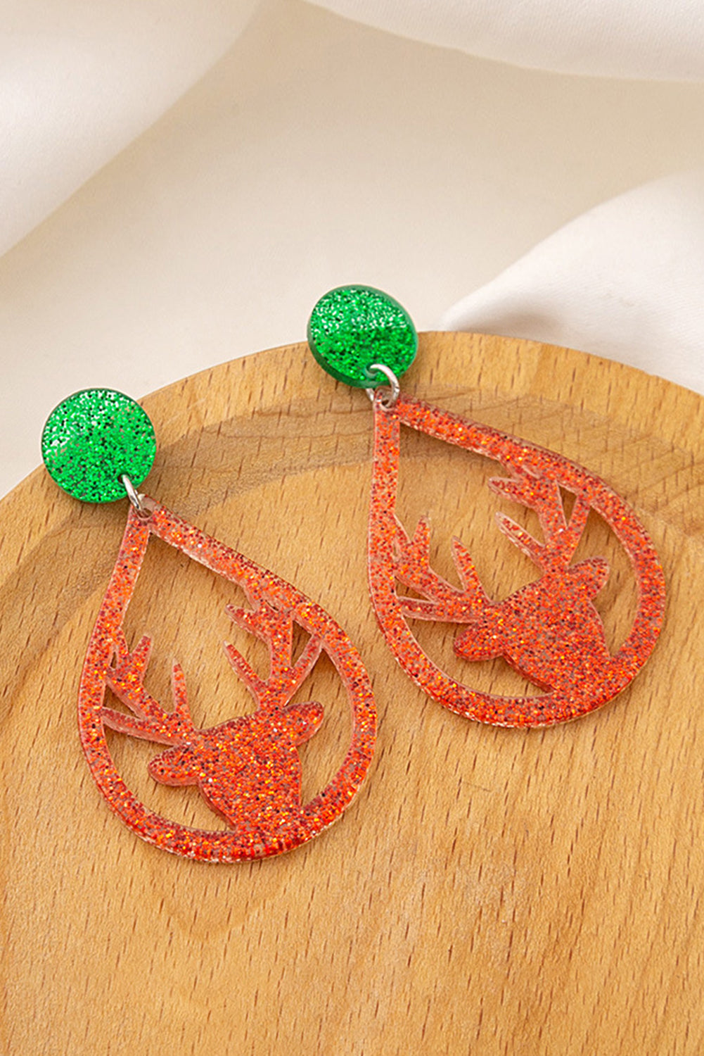 Fiery Red Elk Christmas Acrylic Earrings Jewelry JT's Designer Fashion