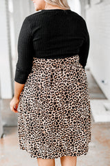 Ribbed Knit Leopard Plus Size Midi Dress Plus Size Dresses JT's Designer Fashion