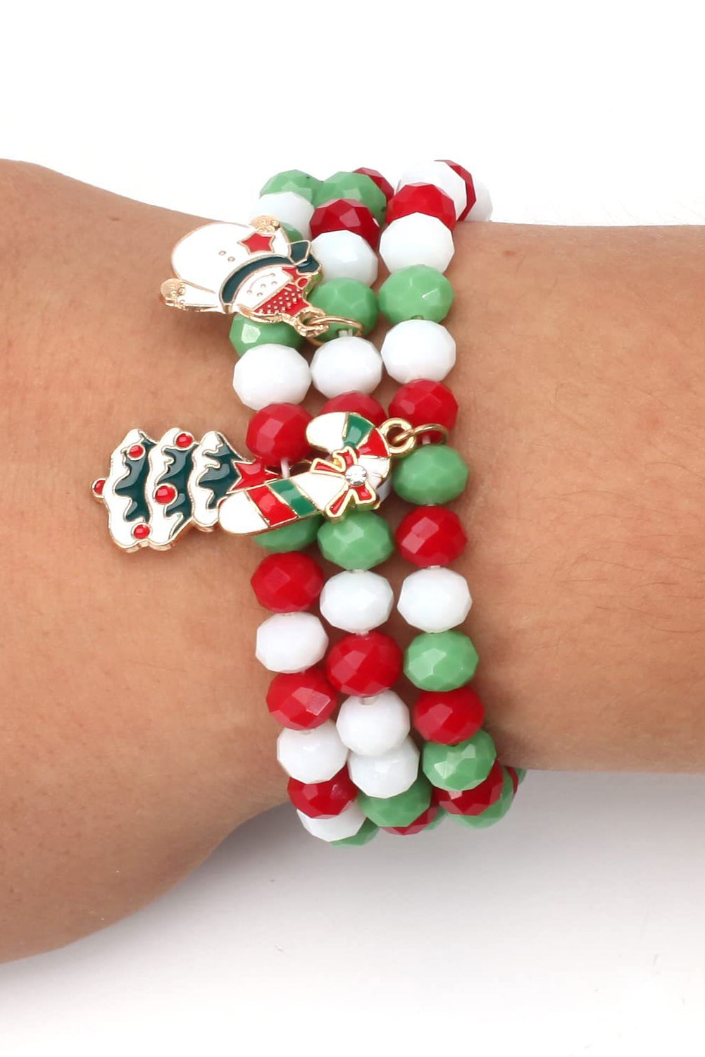 Multicolor Polyhedral Beads Christmas Multi-layer Bracelet Jewelry JT's Designer Fashion