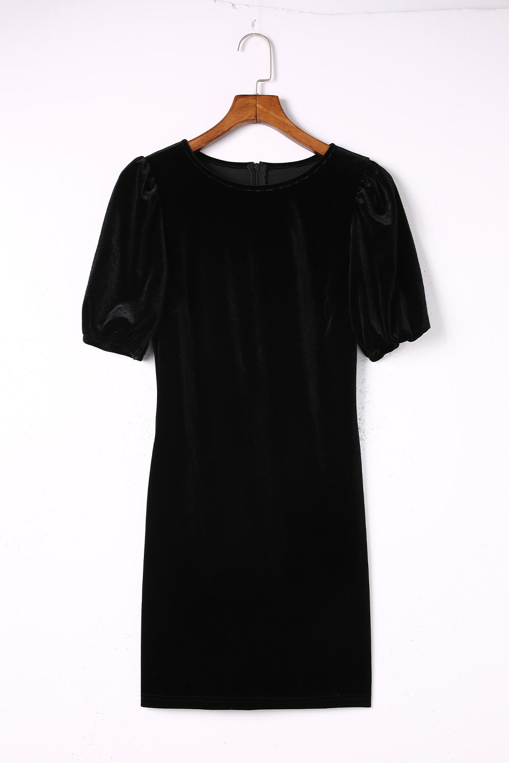 Black Round Neck Bubble Short Sleeve Dress Mini Dresses JT's Designer Fashion