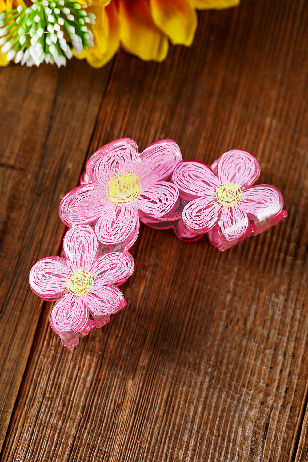 Pink Sweet Flower Claw Hairpin Headwear JT's Designer Fashion