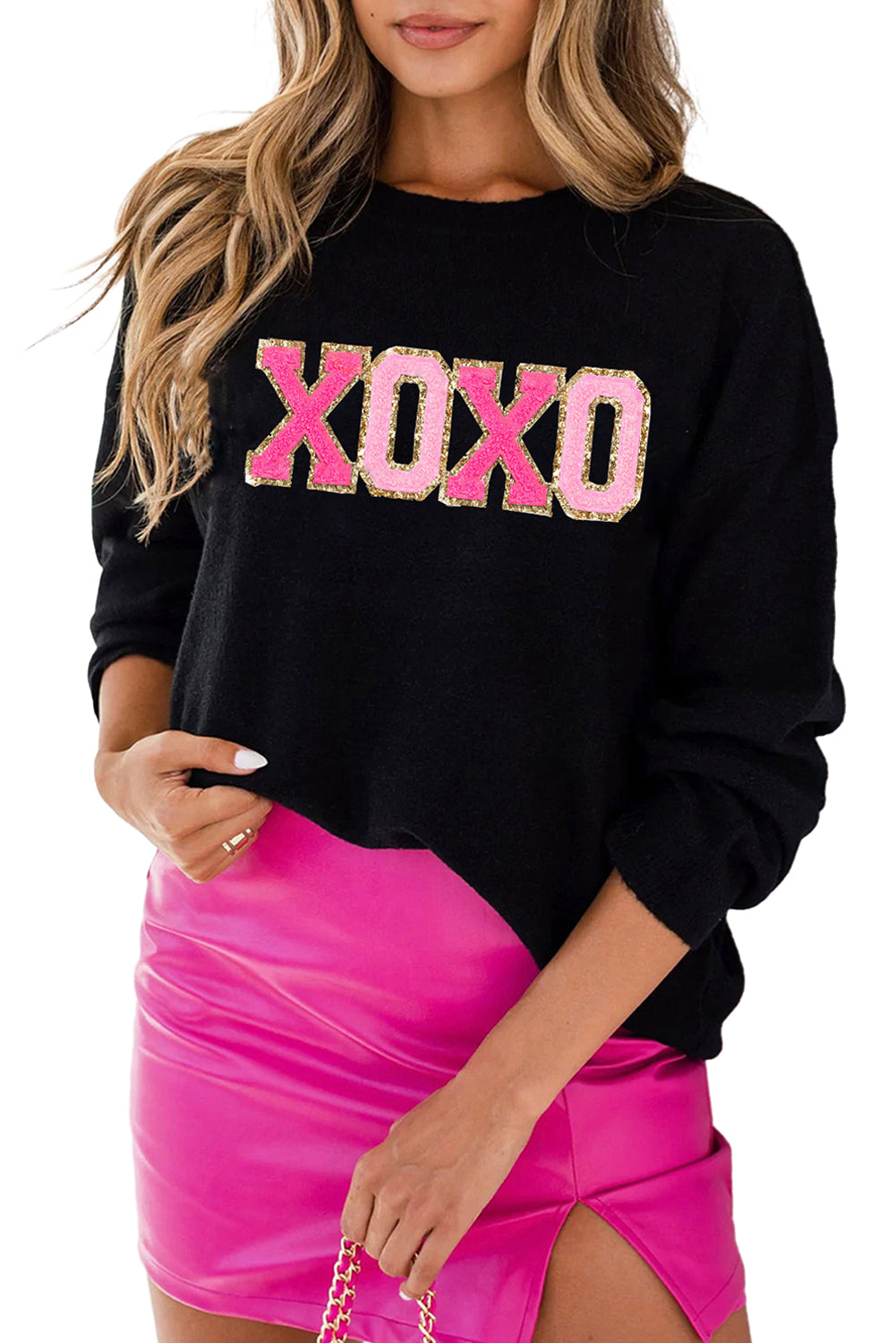 Pink and Black Love and Kisses Round Neck Sweater Pre Order Sweaters & Cardigans JT's Designer Fashion