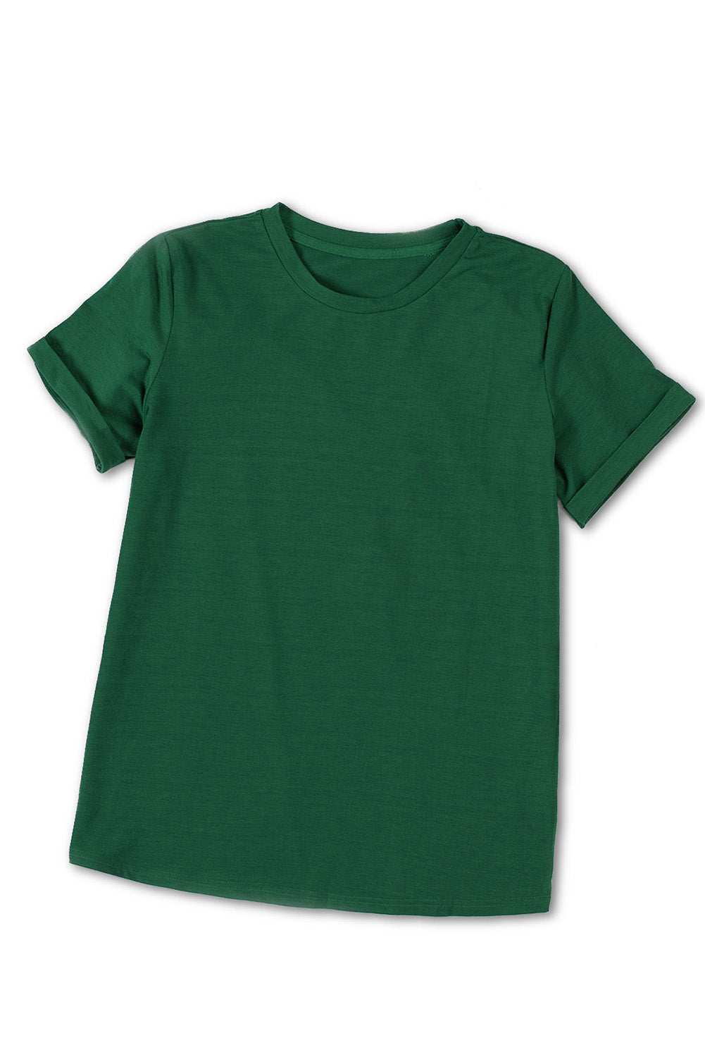 Green Solid Color Crew Neck Tee Tops & Tees JT's Designer Fashion