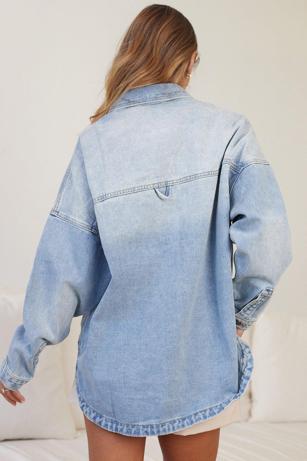 Sky Blue Double Chest Pocket Buttoned Denim Jacket Denim jackets JT's Designer Fashion