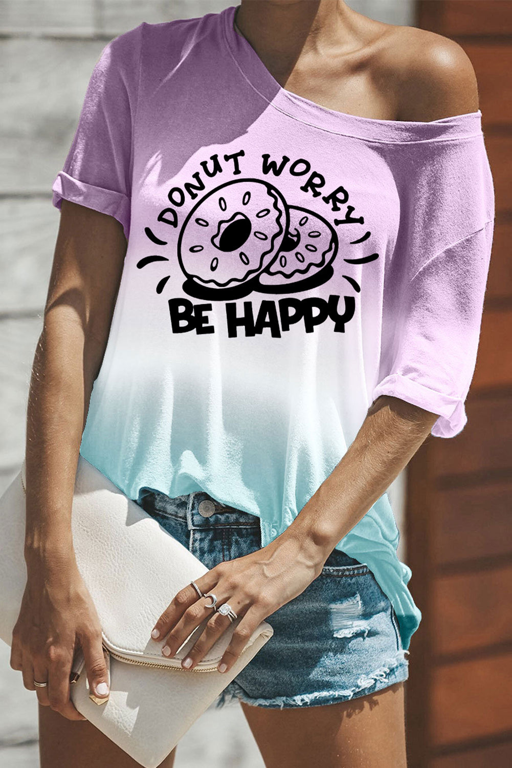 Purple Donut Letters Gradient Tie-dye T Shirt Graphic Tees JT's Designer Fashion