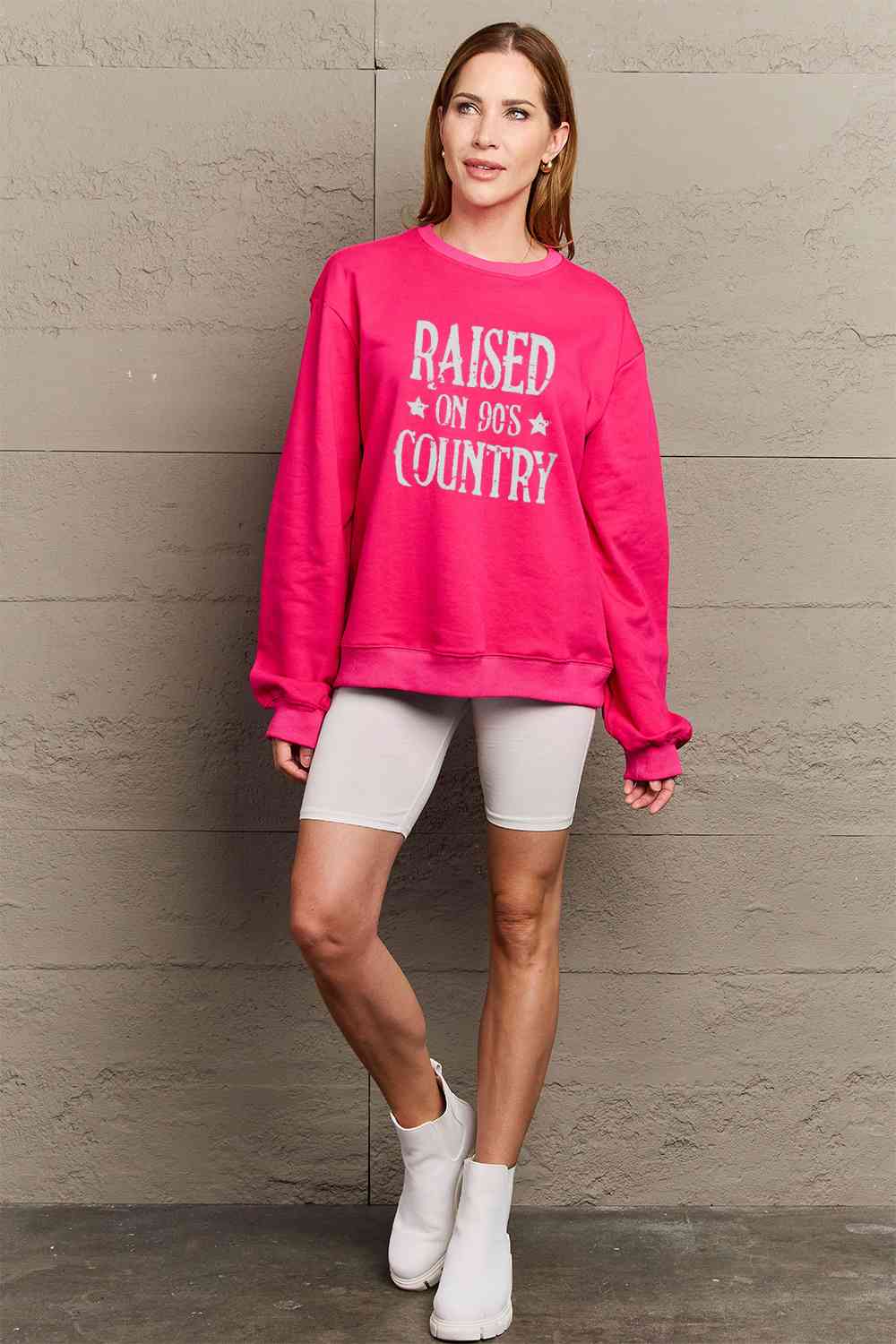 Simply Love Full Size RAISED ON 90'S COUNTRY Graphic Sweatshirt Graphic Sweatshirts JT's Designer Fashion