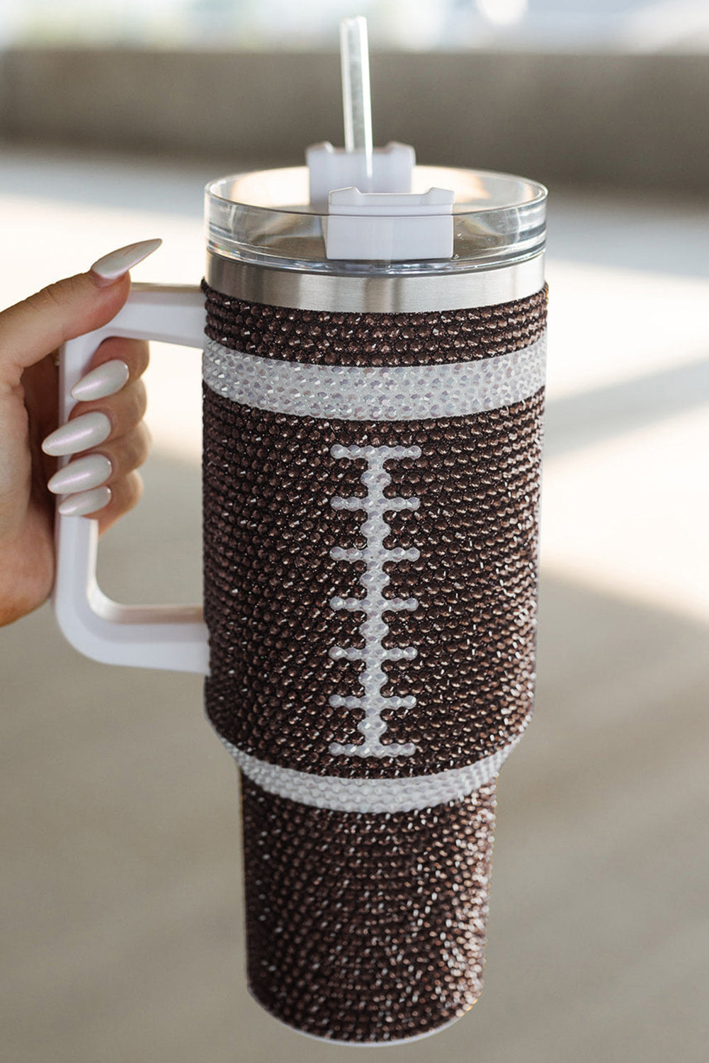 Chestnut Contrast Rhinestone Rugby 304 Stainless Steel Tumbler Tumblers JT's Designer Fashion