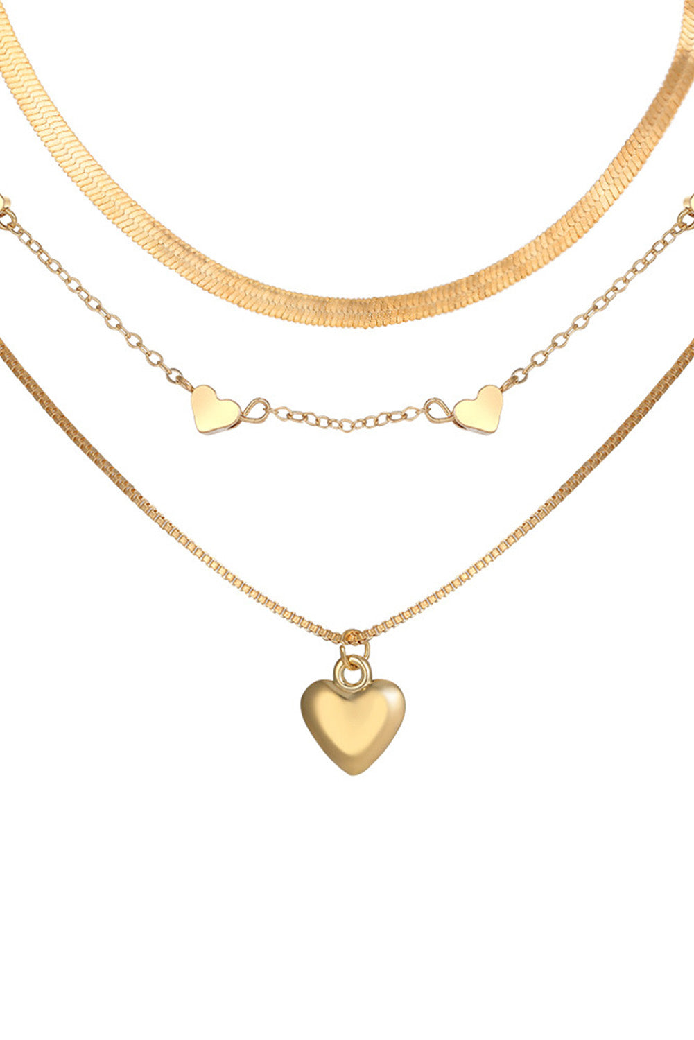 Gold Heart Pendant Layered Necklace Jewelry JT's Designer Fashion