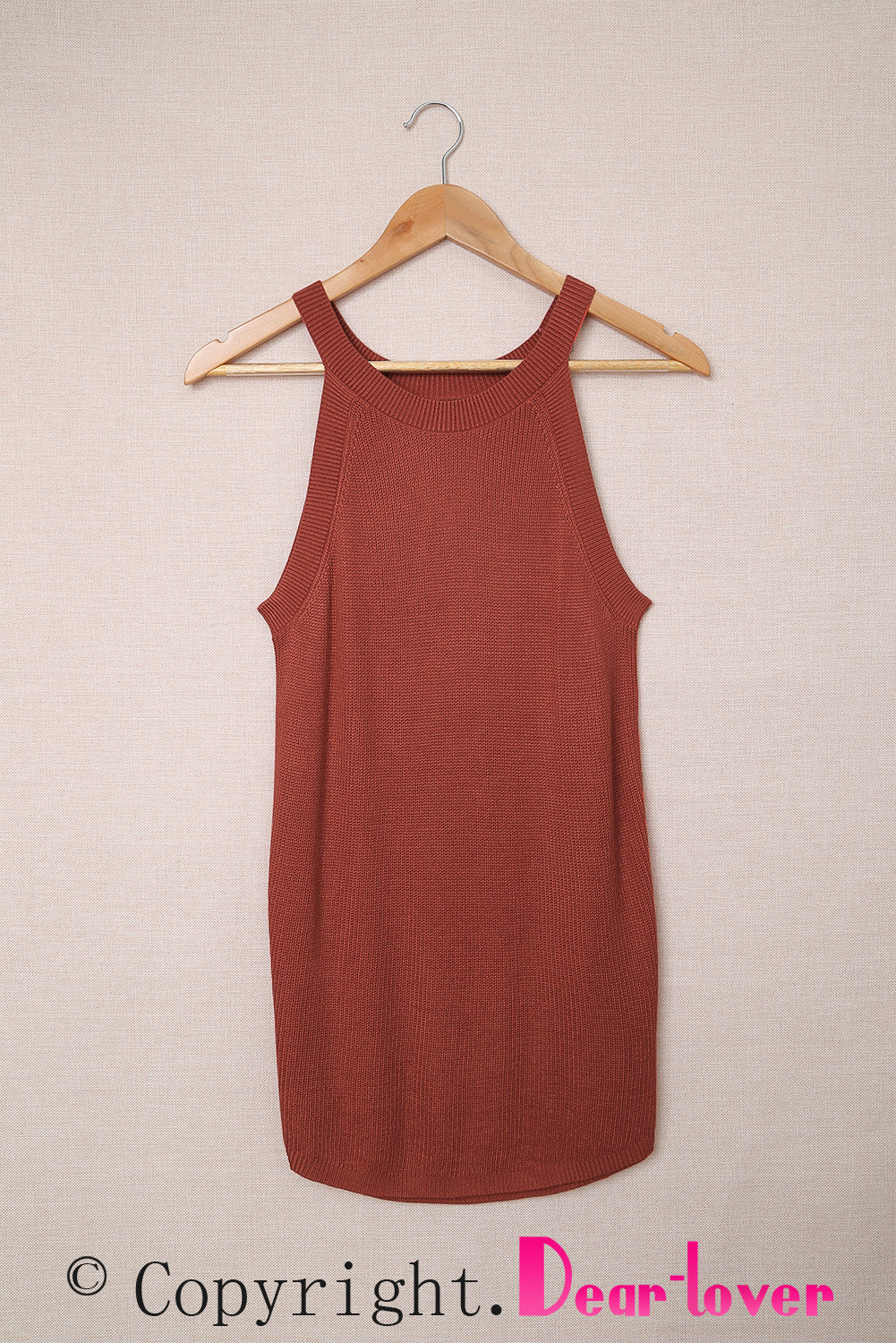 Fiery Red Solid Ribbed Knit Slim-fit Tank Tank Tops JT's Designer Fashion