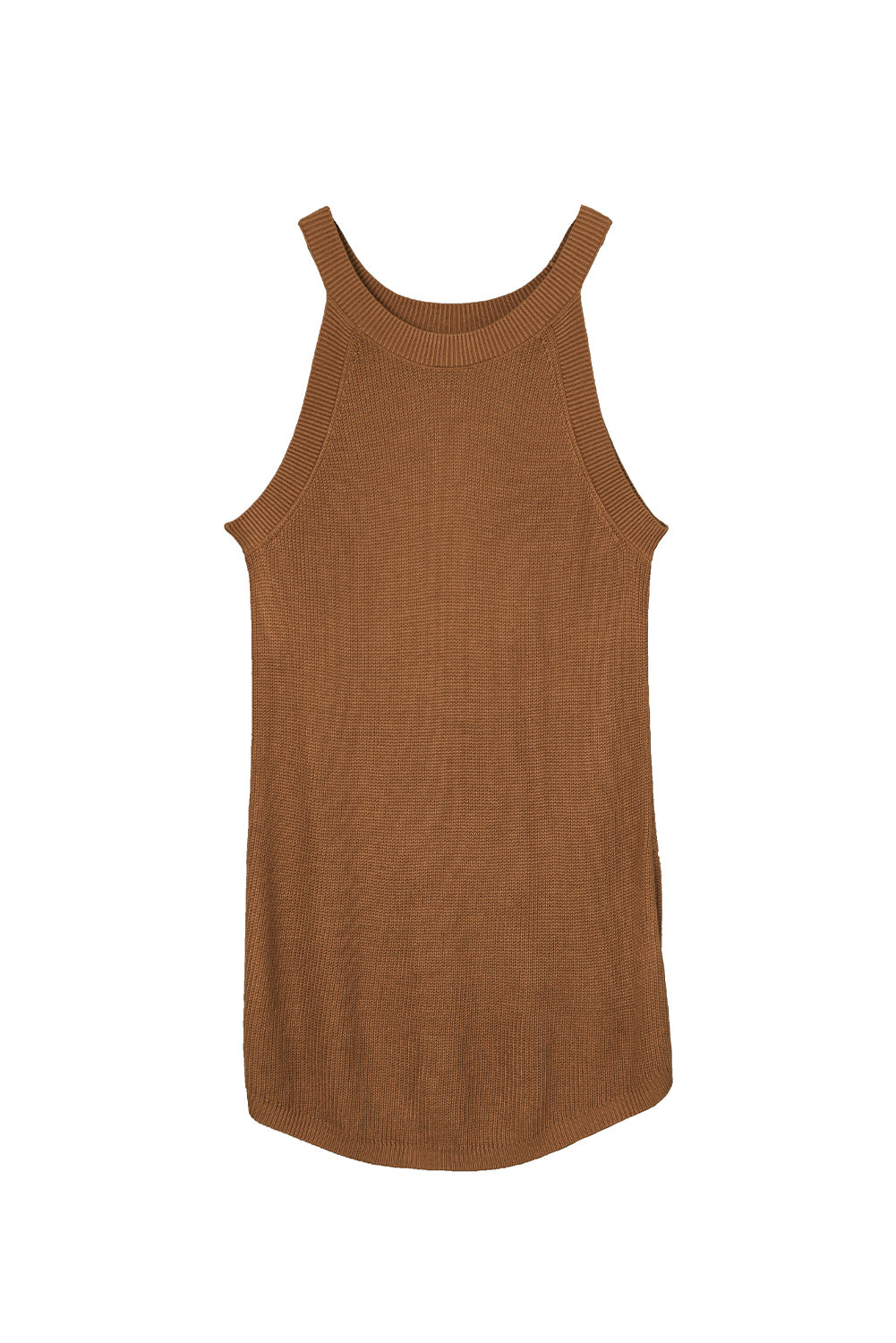 Solid Ribbed Knit Slim-fit Tank Tank Tops JT's Designer Fashion