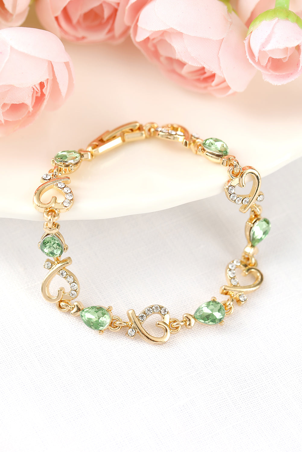 Green Heart Shaped Diamond Bracelet Jewelry JT's Designer Fashion