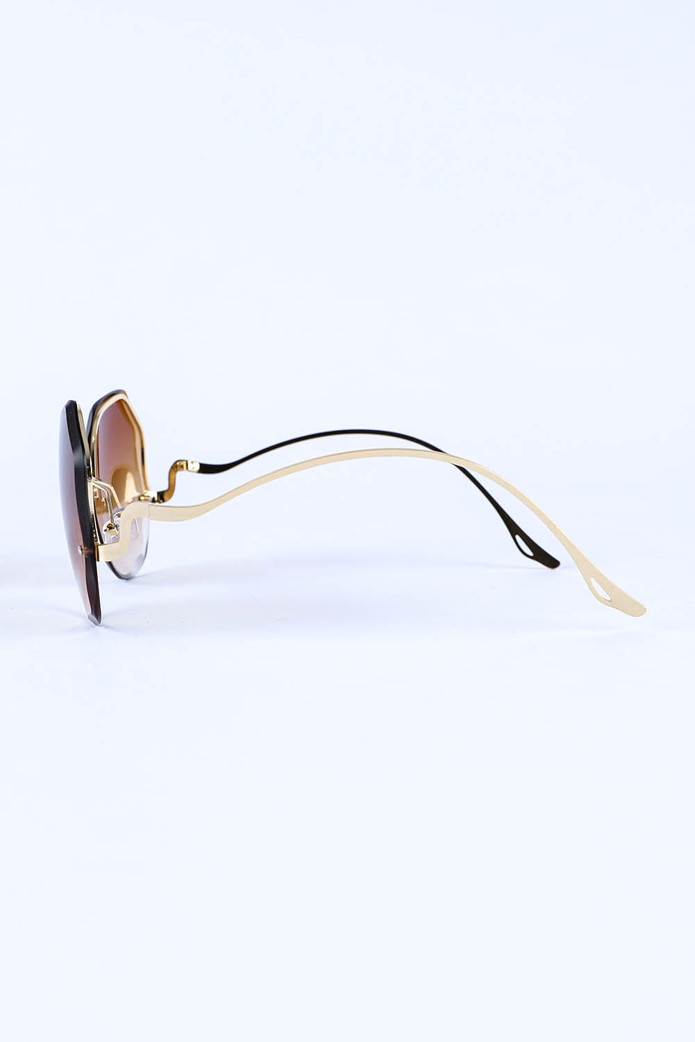 Brown Rimless Geometric Frame Fashion Sunglasses Other Accessories JT's Designer Fashion