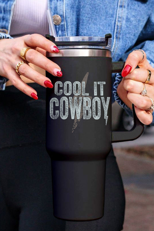 Black COOL IT COWBOY Lightning Print Stainless Steel Insulate Cup 40oz Tumblers JT's Designer Fashion