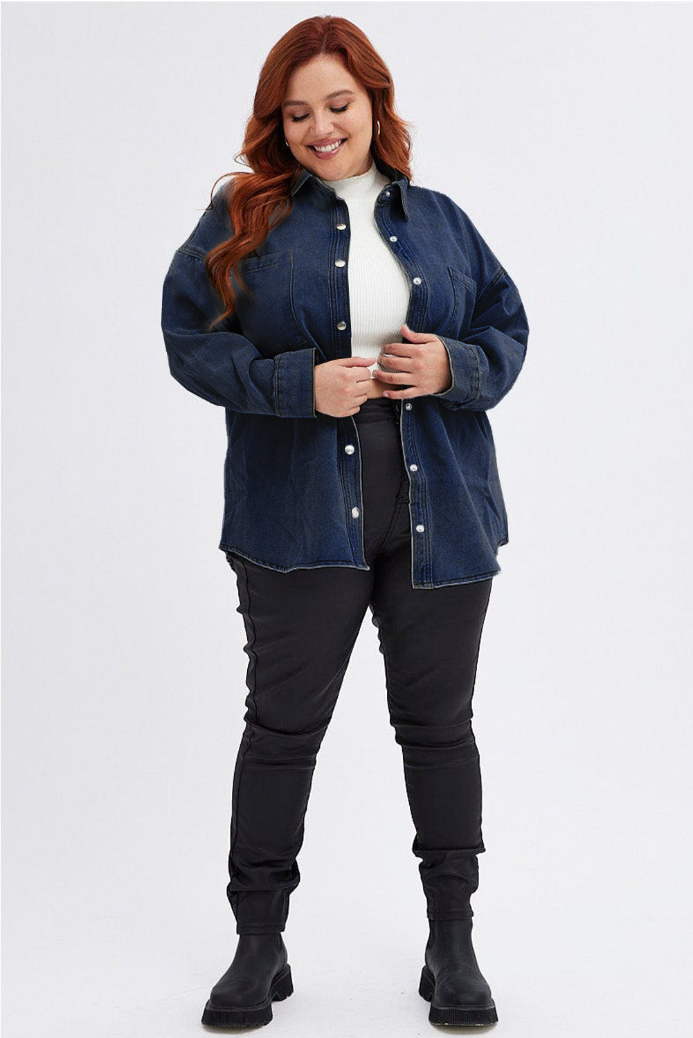 Blue denim-denim-shirt-long-sleeve-relaxed-fit-cwc Plus Size JT's Designer Fashion