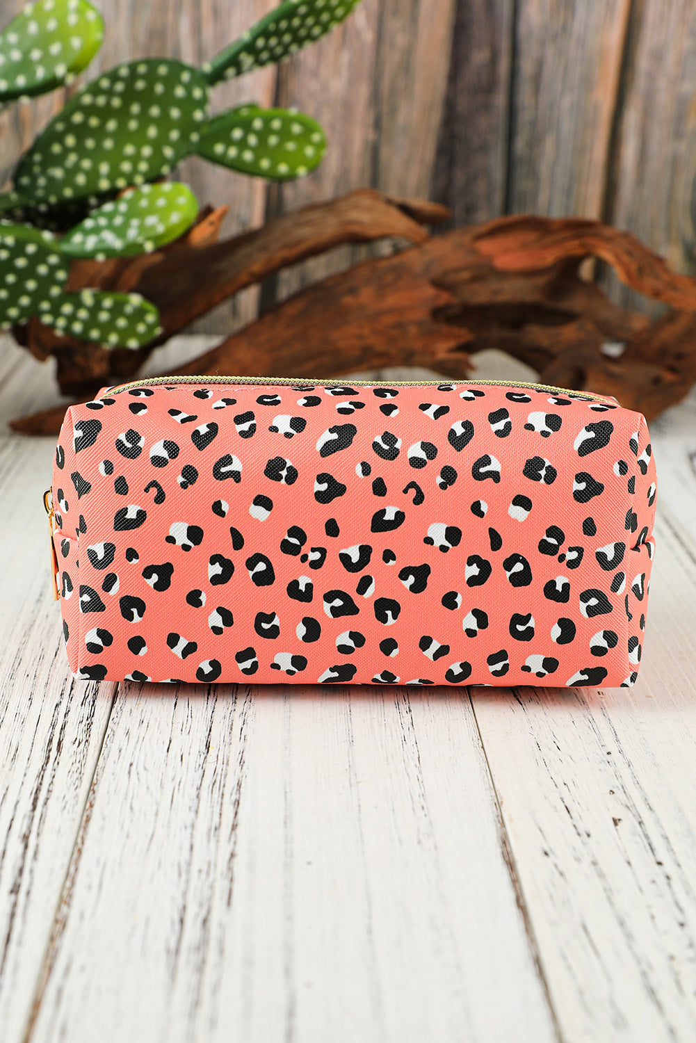 Pink Leopard Print Zipped Cuboid Cosmetic Bag 19*8*9cm Other Accessories JT's Designer Fashion